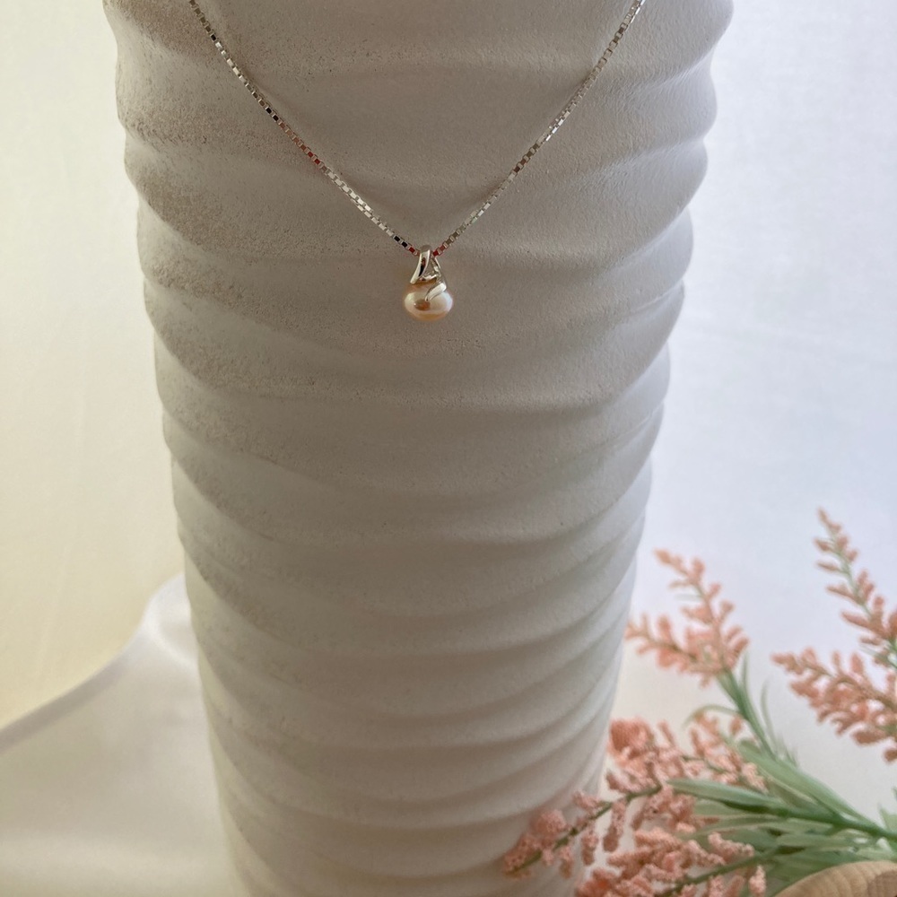 Pink Freshwater Pearl Necklace 18" 925 Silver - Picture 4 of 14